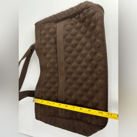 Vera Bradley Espresso Brown Quilted Cotton Laptop Bag Carry On Satchel Tote - Picture 12 of 12